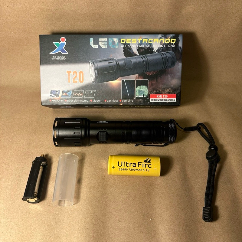 ไฟฉายซูม รุ่น JX-2025 T20 ปรับได้ 5 โหมด แข็งแรง ทนทาน สว่างมาก 90000W/80000Lumens สำหรับเดินป่า เเค