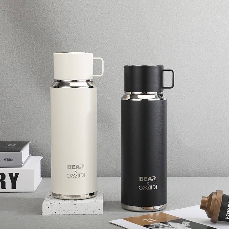 Bear 750ml SUS316 กระบอกน้ำเก็บอุณหภูมิร้อน/เย็น สเตนเลส 316 พร้อมฝาและแก้วในตัว