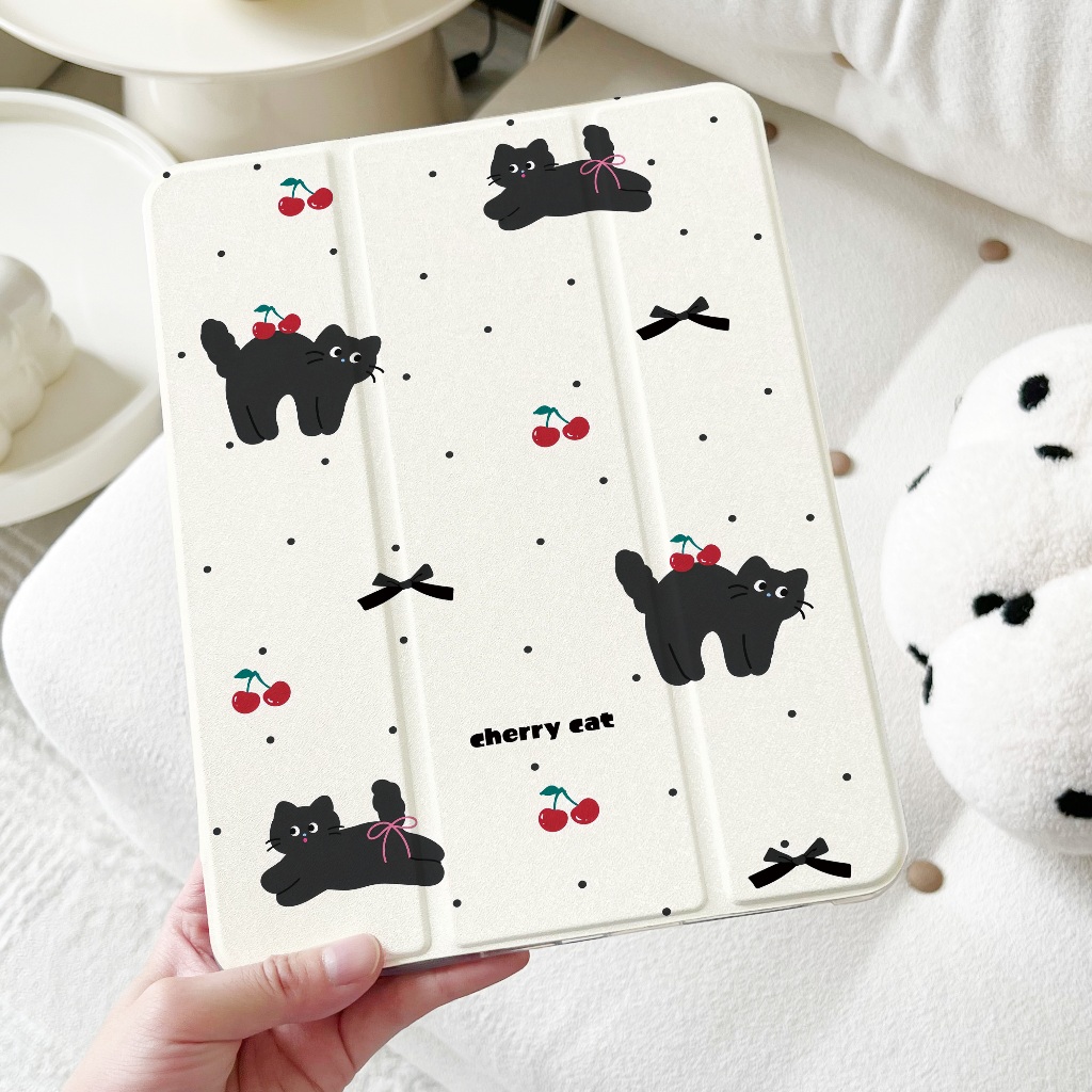 💥พร้อมส่ง💥case iPad Gen12 Air8 Air6 Air7 Air5 พร้อมถาดใส่ปากกา cherry cat เคส iPad gen9 gen11 MINI7