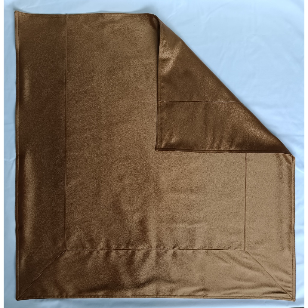 #ผ้าปูรองนั่งพระ ผ้าหนังเทียมลายชามัวร์ (พรีเมี่ยม)สีแก่น สีพระราชนิยม สีส้ม  ผ้านิสีทนะ สำหรับพระสงฆ์