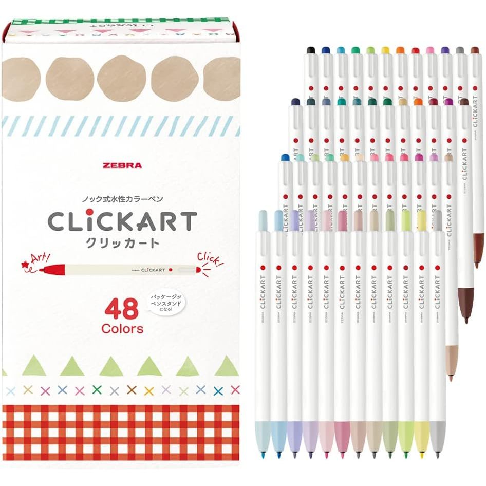 ปากกาสีน้ำ Zebra ClickArt 48 สี WYSS22-48C เครื่องเขียนจากญี่ปุ่น