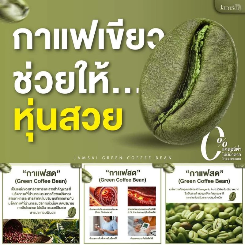 ☕️ Green Coffee Bean ⛰️กาแฟสดเมล็ดเขียว กาแฟแจ่มใส คุมหิว อิ่มนาน เร่งเผาพลาญ ลดไขมัน thumbnail 3