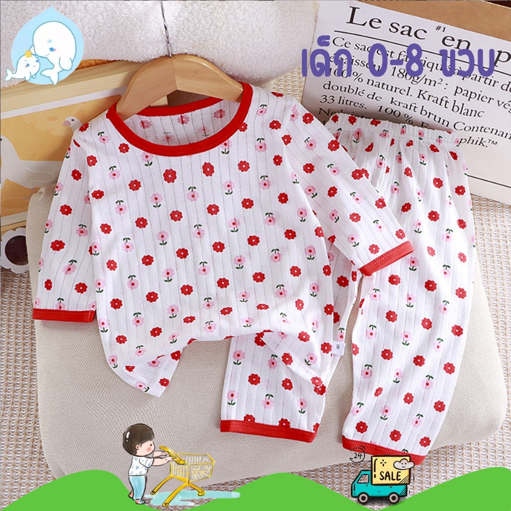 ชุดนอนเด็ก ชุดนอนเด็กลายการ์ตูน 7 ส่วน ผ้าฝ้ายผ้าใยไผ่ เนื้อผ้าบาง นุ่ม ชุดเซ็ท 2 ชิ้น #65