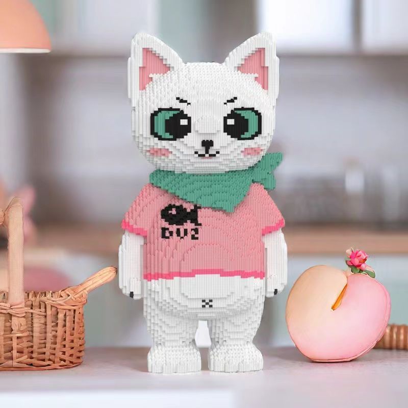 เข้ากันได้กับเลโก้ขนาดใหญ่การ์ตูนบีเวอร์แมว DIY ปริศนาปริศนาสามมิติบล็อกของเล่นพัฒนาปัญญาเล่นบนโต๊ะ