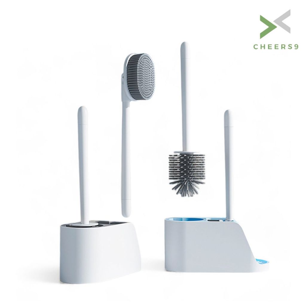 แปรงขัดห้องน้ำ ไม้ขัดส้วม แปรงขัดห้องน้ำ 2 in 1 Toilet brush 2 หัวแปรง จัดเก็บง่าย Cheers9