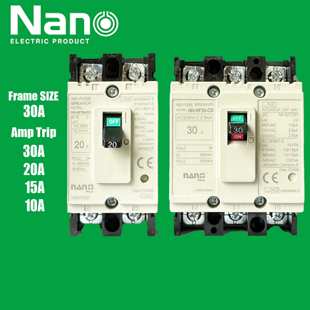 ส่งไว Nano Breaker MCCB เบรกเกอร์ รุ่น NN-NF30CS 2P 3P เมนเบรกเกอร์