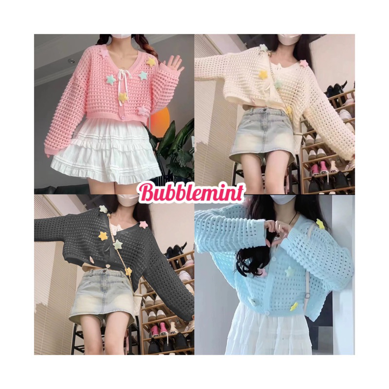 เสื้อคาร์ดิแกนไหมพรมแขนยาวรูปดาวน่ารักมาก ผ้านิ่มใสสบายมี6สี