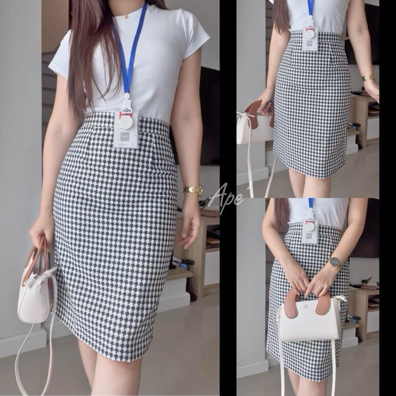 กระโปรงผ้าทอลายชิโนริ งานทรงเอ ยาว 23 นิ้ว มีซับในครึ่งตัว ซิปหลัง