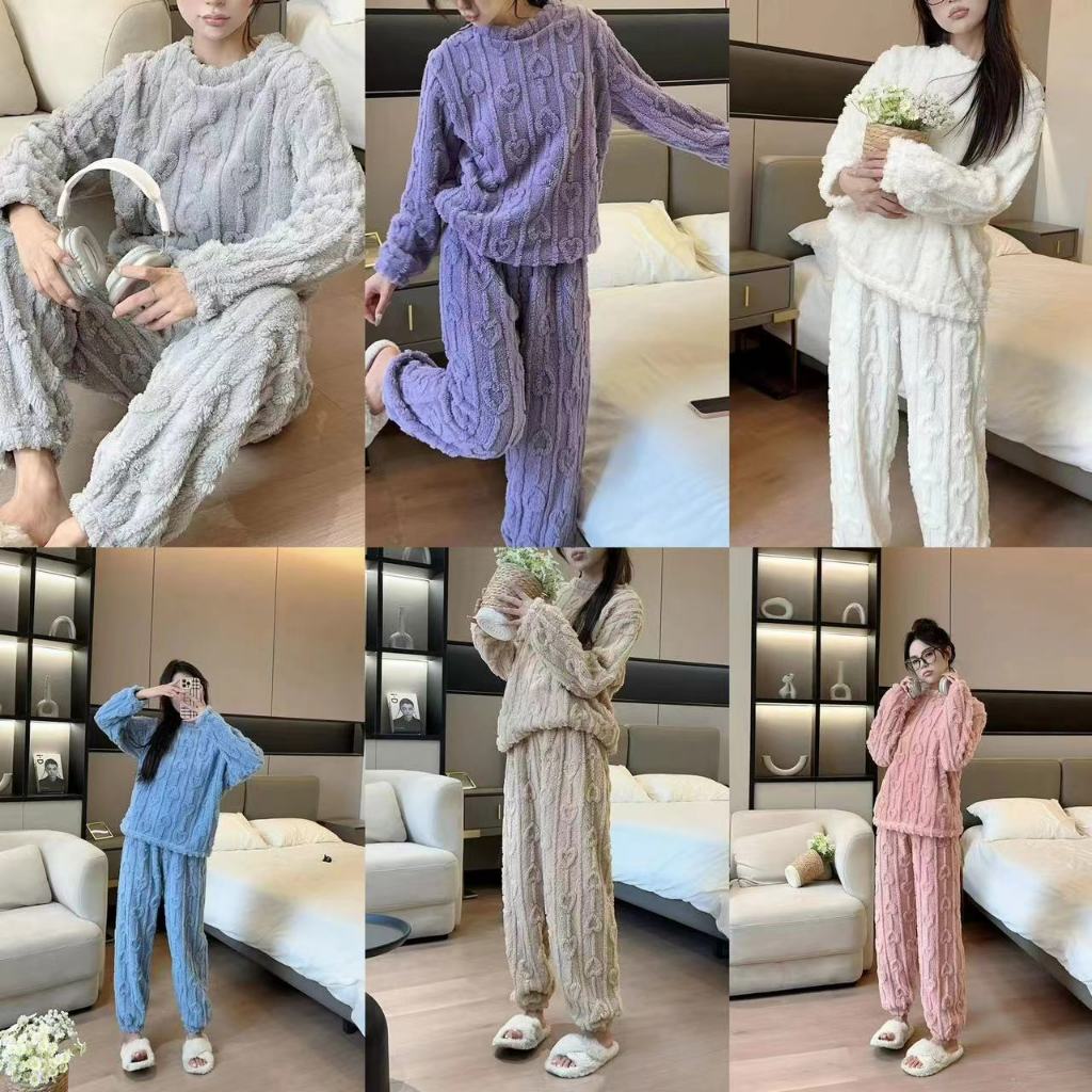 พร้อมส่ง ลายหัวใจมาใหม่แล้วล่าสุด ชุดนอนนาโน อบอุ่นและหนานุ่มสบายสุดๆ
