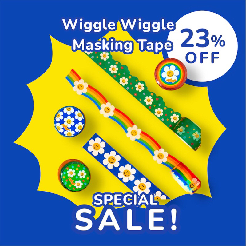 ขายดี มีพร้อมส่ง Wiggle Wiggle Masking Tape เทปกาวน่ารักๆ