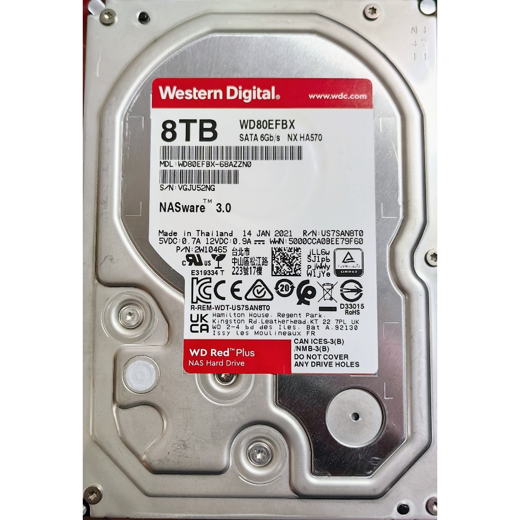 8TB WD HDD RED NAS มือสอง ใช้ปกติ ไม่bad ประกันร้าน 30วัน