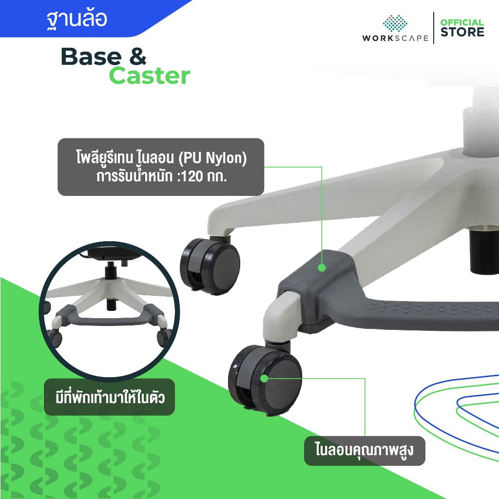 Workscape เก้าอี้สุขภาพ รุุ่น SCOOT แก้ออฟฟิตซินโดรม เบาะรองนั่งโค้งเว้ารับสรีระได้ดี  WCH-00014 - รูปที่ 5