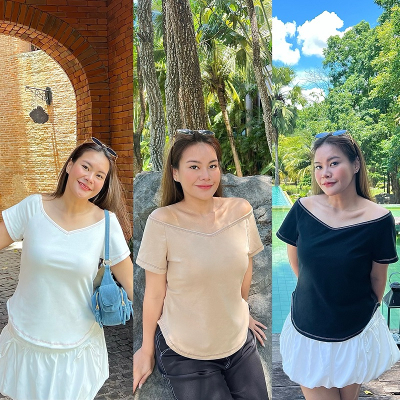 Cherry tops 🍒✨เสื้อปาดไหล่ตัวเด็ด