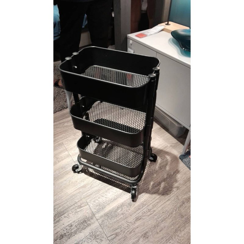 IKEA แท้ RÅSKOG รวสกู๊ก รถเข็น, ดำ, 28x38x61 ซม.
