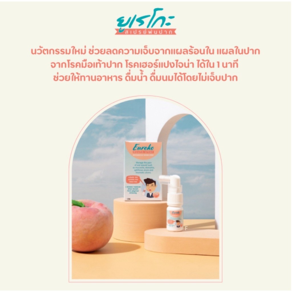 สเปรย์พ่นปาก บรรเทาอาการเจ็บแผลร้อนใน และมือเท้าปาก Eureko Mouth Spray