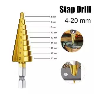 ดอกสว่าน ชุดดอกเจดีย์ ดอกเจดีย์ ทรงเจดีย์ เคลือบไททาเนี่ยม เจาะรู ขยายรู Step Drill 4-12mm / 4-20mm / 4-32mm