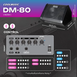 แอมป์กลองไฟฟ้า แอมป์กลอง Coolmusic DM-80 ต่อบลูทูธได้ ตู้แอมป์คีย์บอร์ด ประกันศูนย์ไทยแท้