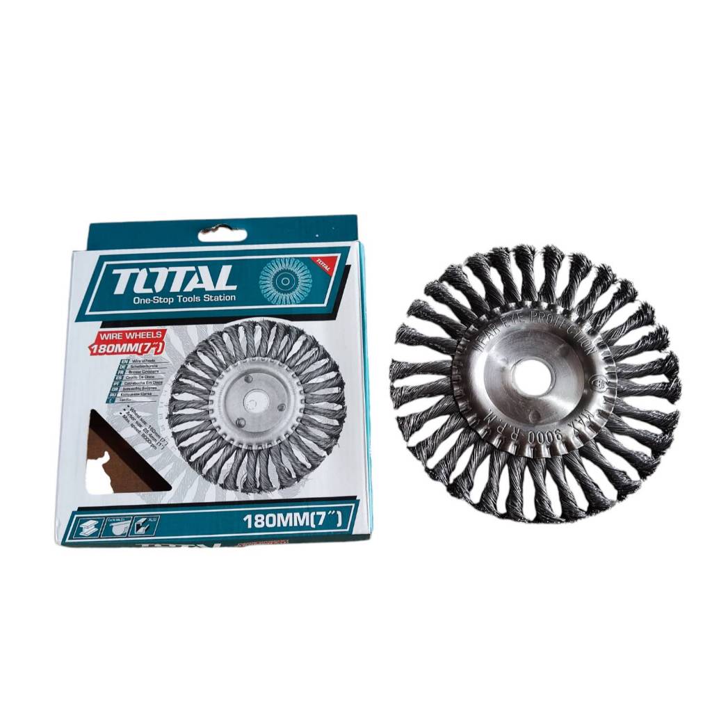 TOTAL แปรงลวดกลม แปรงลวดเหล็ก ถักเปีย 7 นิ้ว รุ่น TAC35071 สำหรับมอเตอร์หินไฟ ของแท้