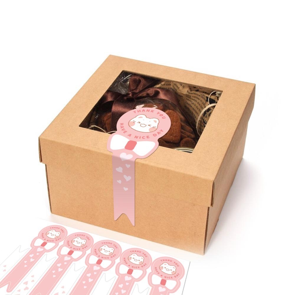 สติ๊กเกอร์ติดกล่อง ขนม เค้ก ขอบคุณ ตกแต่ง sticker thankyou handmade