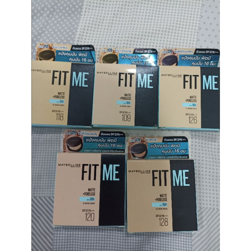 No.109/118/120/126/128 แป้งคุมมัน เมย์เบลลีน ฟิต มี แมท+พอร์เลส คุมมัน16ชม. 6 กรัม Maybelline FIT ME