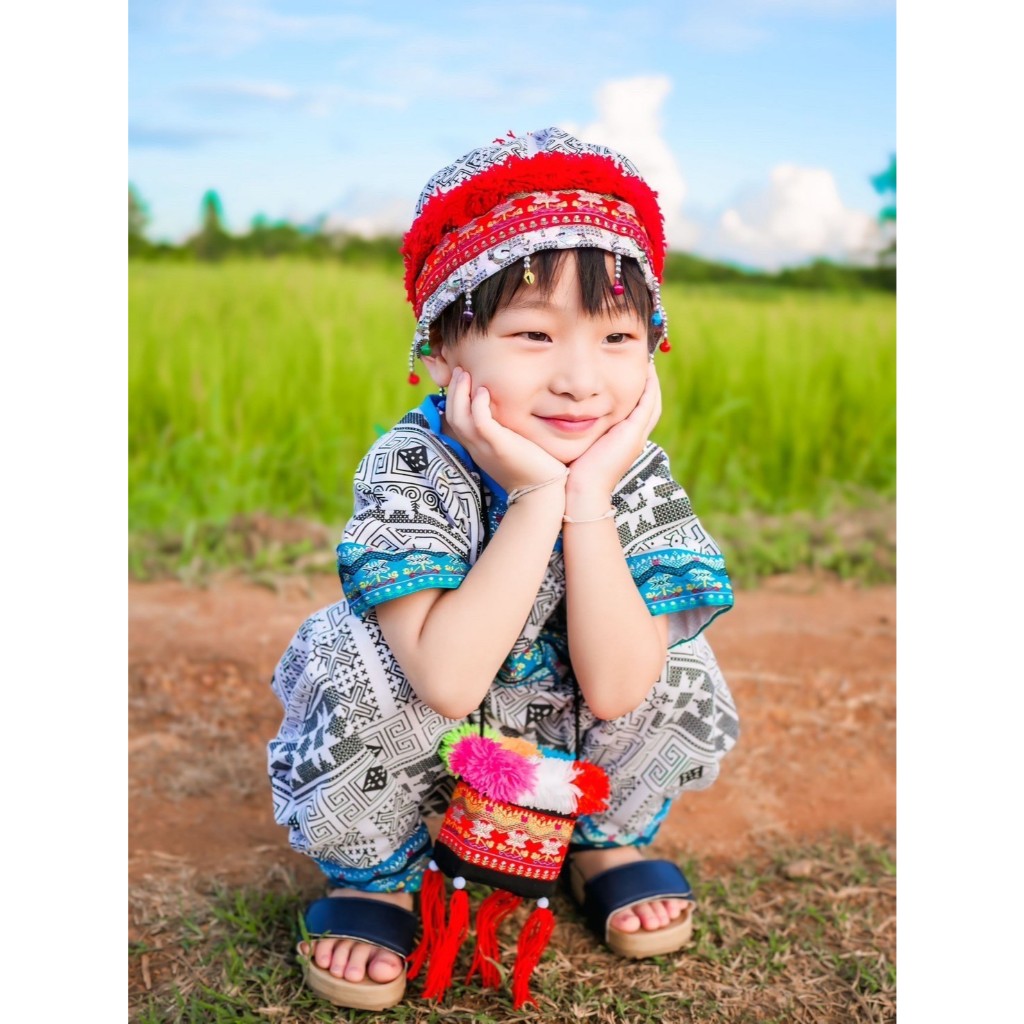 หมวกเด็กดอย หมวกชาวเขาแต่งพู่แต่งไหมพรมน่ารักๆมีไซส์เด็ก-ผู้ใหญ่