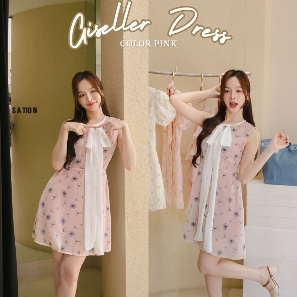 DR0445 LABELLE Giseller Dress เดรสลายดอกไม้น่ารัก