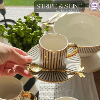 Violet Flamingo แก้วกาแฟ รุ่น Stripe and Shine วัสดุ Premium Fine Porcelain สินค้าเกรดคุณภาพ ส่งออกต่างประเทศ