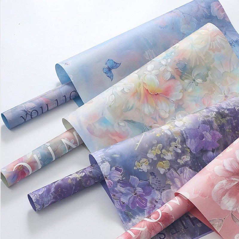 กระดาษห่อของขวัญลายดอกไม้ สไตล์ภาพวาดสีน้ำมัน