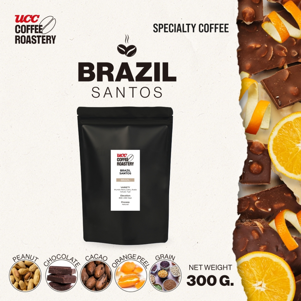 UCC Roastery - BRAZIL SANTOS (Coffee bean) เมล็ดกาแฟคั่วอ่อนค่อนกลาง 300g.