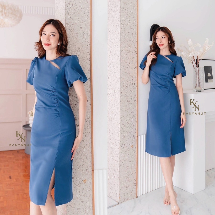 KANYANUT BRAND KN 7023 : Size S M L XL เดรสทำงาน เดรสออกงาน (เชคสินค้าก่อนกดสั่งซื้อจ้า)