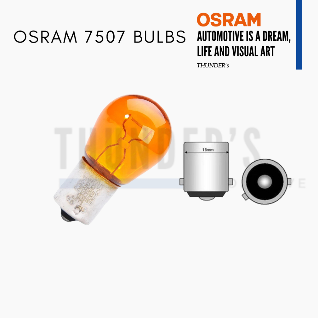Osram 12V PY21W Osram หลอดไฟ 1 จุดเขี้ยวเยื้องส้ม 7507 93 BAU15S
