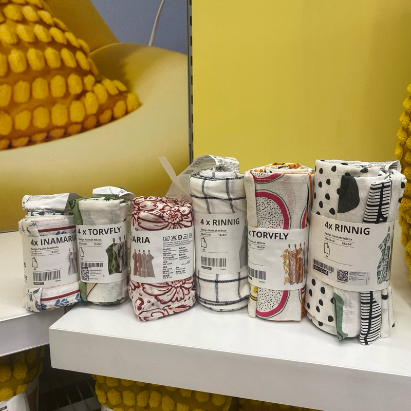 พร้อมส่ง ผ้าเช็ดจาน IKEA รินนิก 4 ผืน/แพ็ค 45x60ซม. ของใช้ในครัว ผ้าเช็ดแก้ว พร้อมส่ง ส่งไว ผ้าเช็ดจานอิเกีย