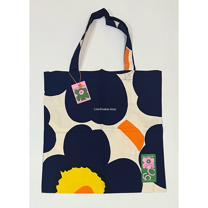 Marimekko totebag Unikko 60 years (new) cotton, dk.blue, orange, yellow color