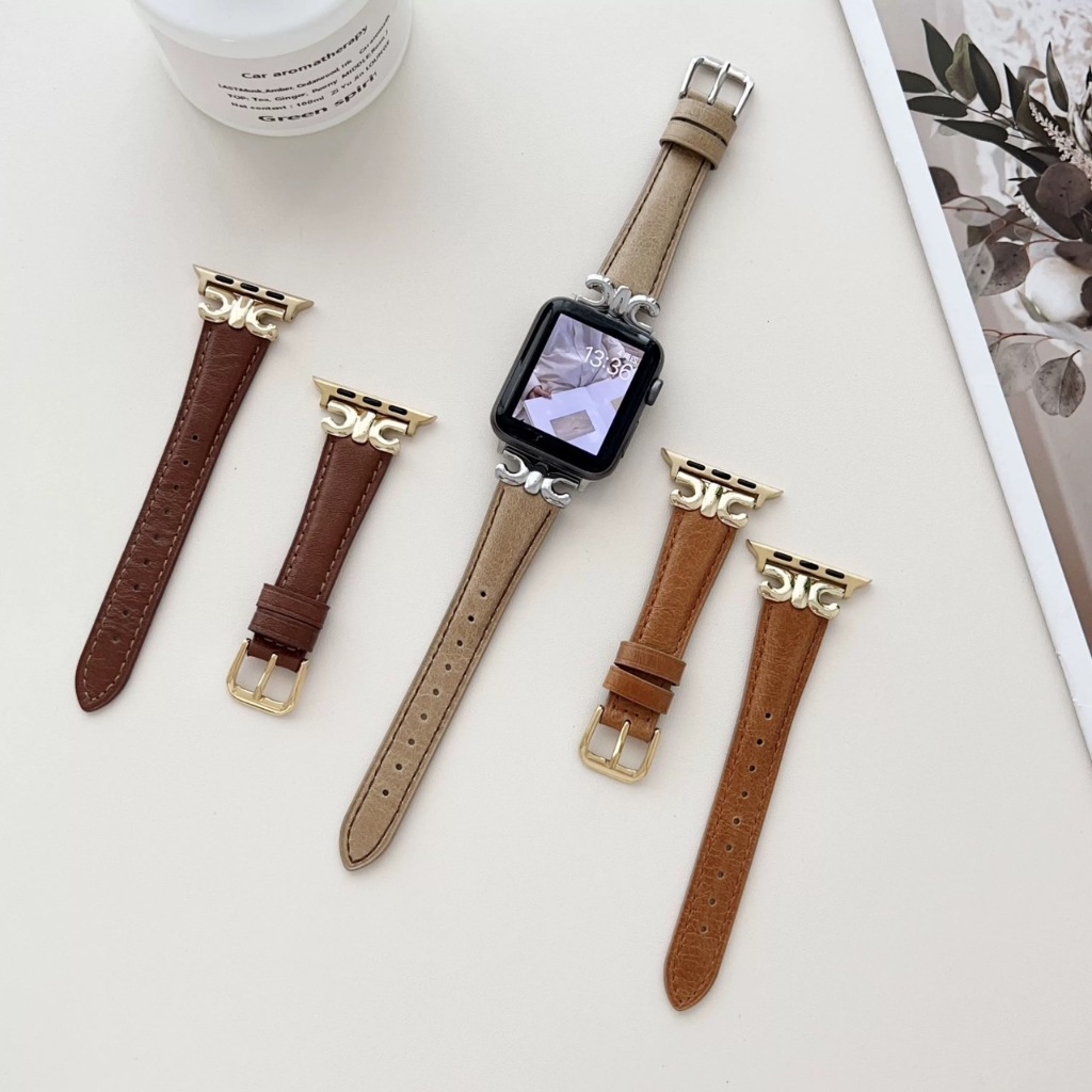 พร้อมส่ง สายหนังสไตล์ CE LINE ใช้ได้กับ Smart Watch 10 9 8 7 6 5 4 3 2 1 Se Ultra CD99 H13mini H14Ultra WatchX X69 X29