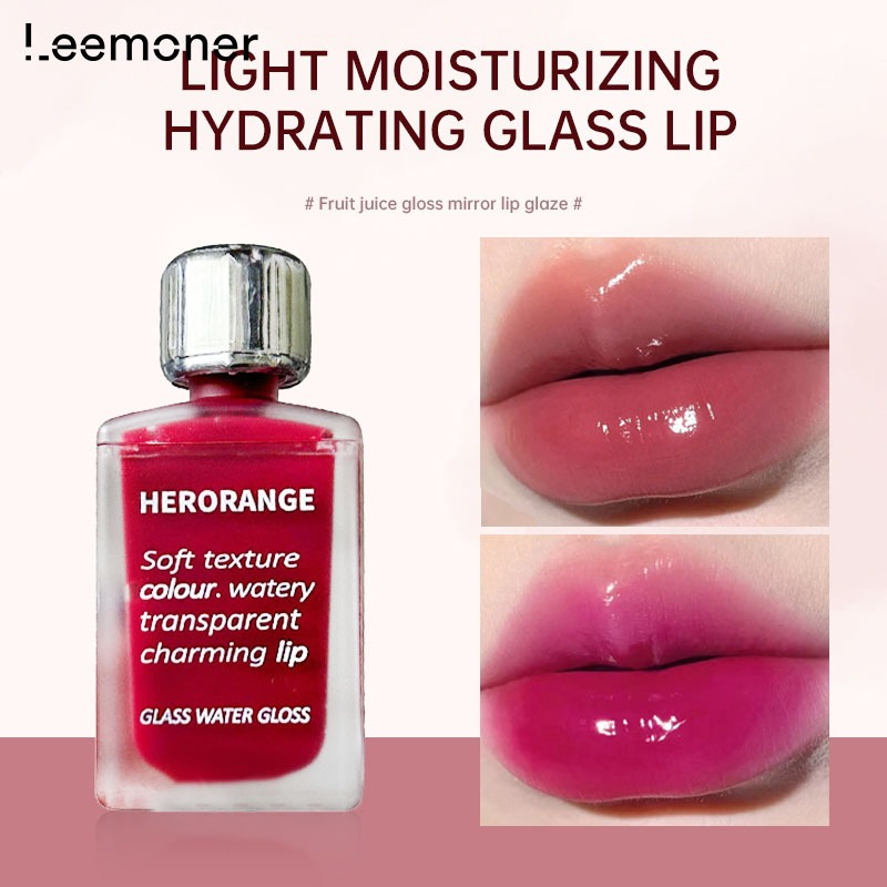 Lemon❤️HERORANGE ลิปกลอส น้ําผลไม้ ลิปกลอสเนื้อกระจก นุ่มละมุน สีชัด ติดท กันน้ำ ติดทนนาน ให้ความชุ่มชื้น-LN