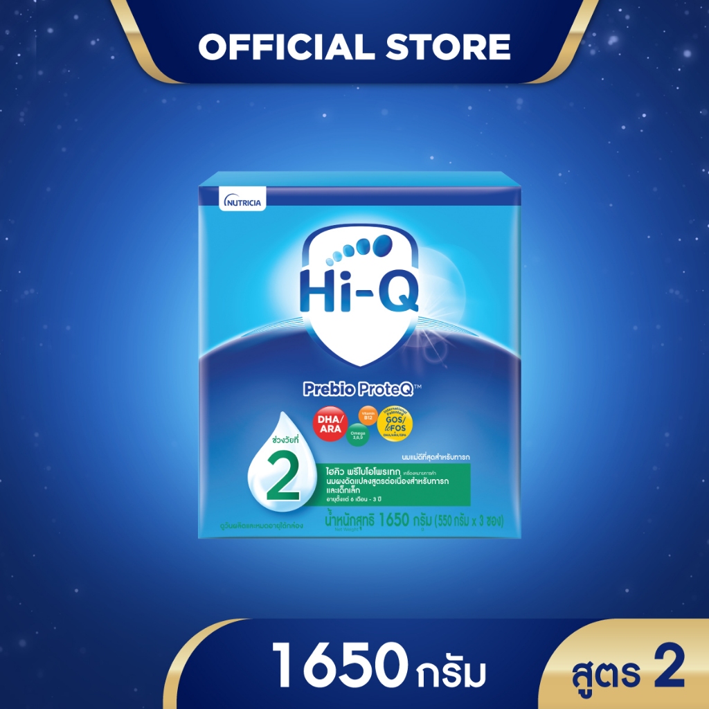 นมผง ไฮคิวสูตร2 พรีไบโอโพรเทก 1650 กรัม นมผงเด็ก 6เดือน-3ปี นมผง HiQ Prebio ProteQ นมไฮคิวสูตร2