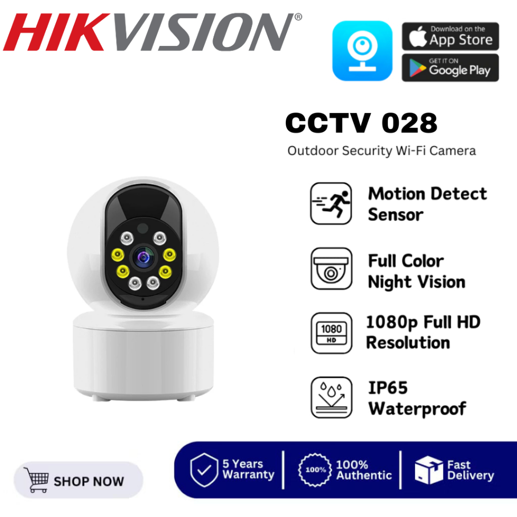 HIKVISION SMART CCTV V280 (028) กล้องวงจรปิดไร้สาย Full HD 5MP / 360° Vision / การโทรสองทาง / การตรวจจับมนุษย์ AI