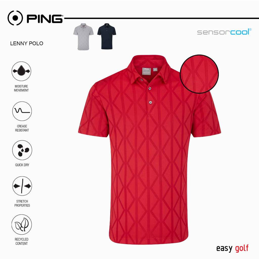 PING LENNY POLO JACQUARD PING MEN'S POLO เสื้อกีฬากอล์ฟผู้ชาย