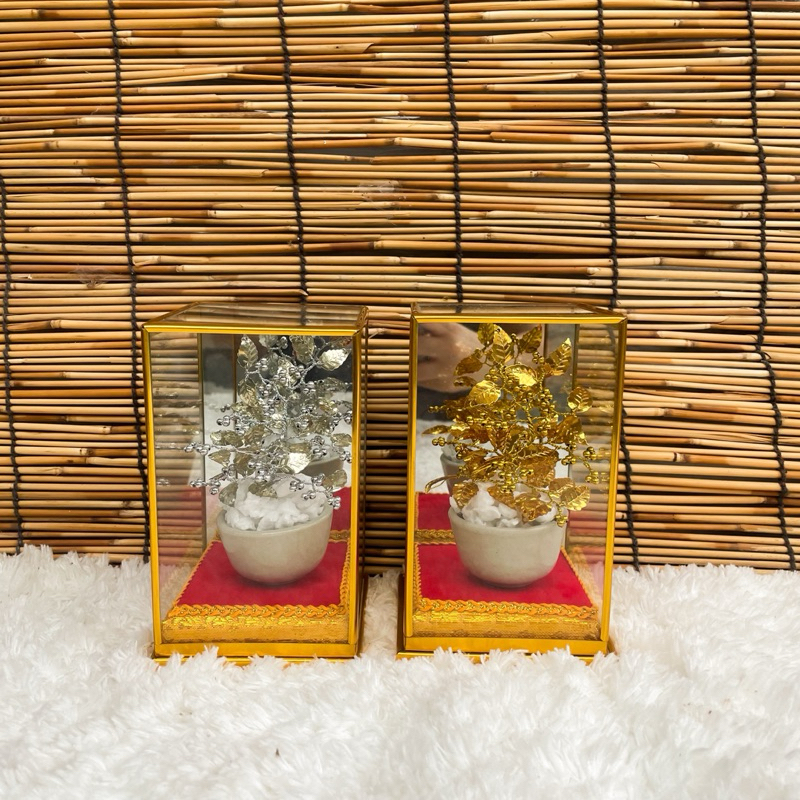 (handmade) พร้อมตู้กระจก ต้นไม้เงิน ต้นไม้ทอง ต้นไม้มงคล แต่งบ้าน ขึ้นบ้านใหม่ ของขวัญเกษียณ วางหิ้งพระ