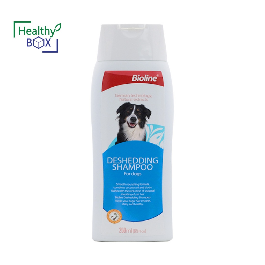 BIOLINE Deshedding Shampoo 250ml. ไบโอไลน์ แชมพูอาบน้ำ สูตรลดขนร่วง สำหรับสุนัข