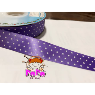 ริบบิ้นผ้าต่วน ลายจุด 7 สี สูง 2.2 ซม 100 ซม 10 บาท