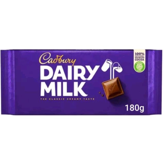 Cadbury Dairy Milk Chocolate ( 180g/108.8g/90g ) แคดเบอรี แดรีมิลค์ ช็อกโกแลตนม มี 3ขนาดให้เลือก