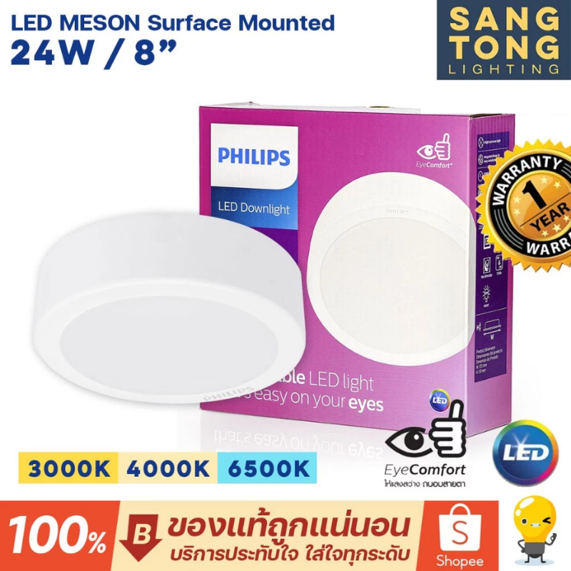 Philips LED Downlight 24W รุ่น MESON 200 59474 8 นิ้ว (8") Surface Mounted หน้ากลม ติดลอย ฟิลิปส์ ดา