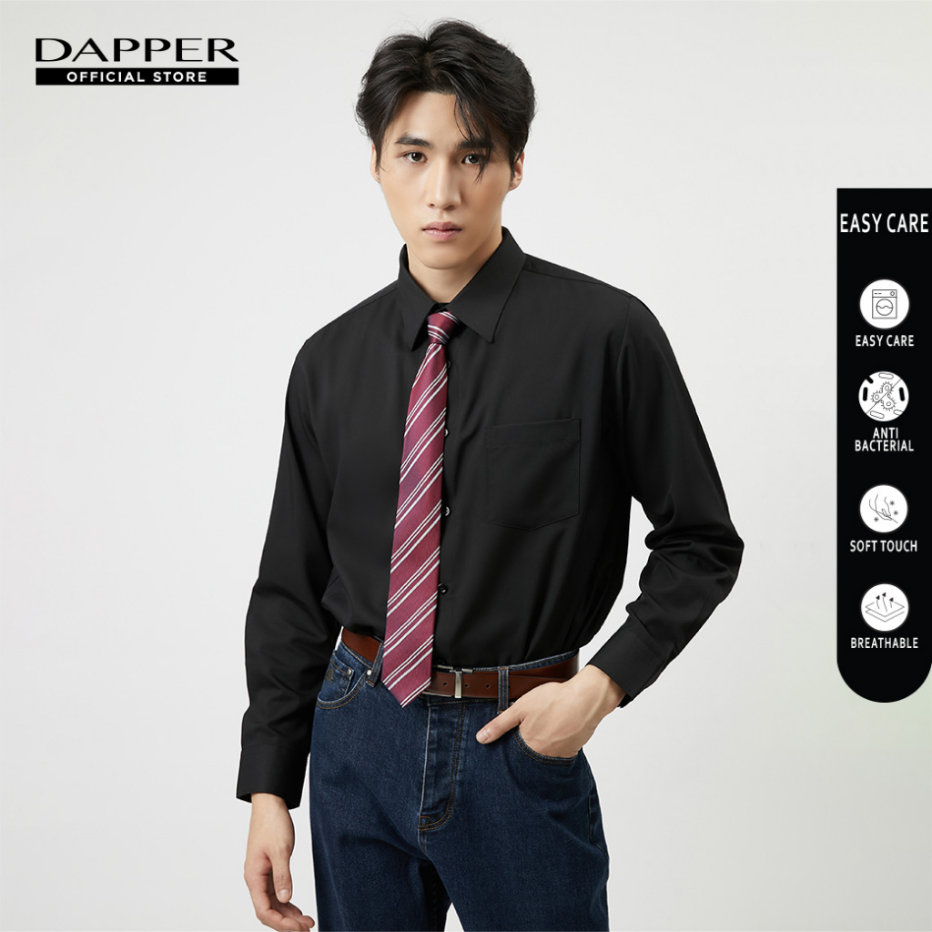 DAPPER အမျိုးသားလက်ရှည် ရှပ်အင်္ကျီ EASY CARE Regular Fit (အနက်ရောင်) (BSL/BK/218RN5)