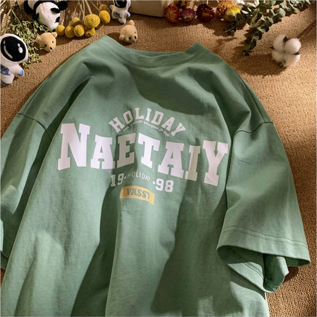เสื้อยืดลายHOLIDAYฮอตฮิตสไตส์เกาหลี M-XXLพร้อมส่ง
