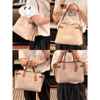 U.S OUTLET coach แท้  HANNA series classic logo canvas tote bag กระเป๋าสะพายสุภาพสตรี CH189