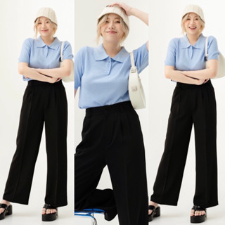 Bemingpants029 - Cozy pants  กางเกงรุ่นใหม่ ทรงกระบอกใหญ่ (สีดำ)