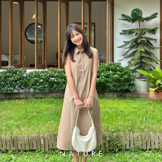 🍎 ลด45.-โค้ดWYQESS🍋nature.bkk - DRN2058 เดรสลินินฟิวเมอร์ดี้ Fill murdy linen dress