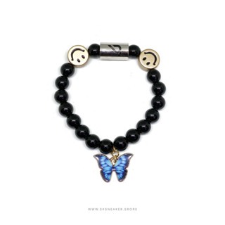 CROWCINZ SMILEY AND BUTTERFLIES BRACELET BLACK