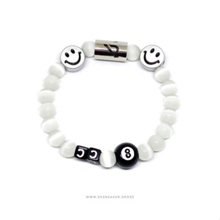 CROWCINZ SMILEY CATEYES V.2 SILVER SNOOKER BRACELET WHITE